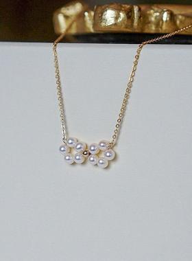 法式淡水珍珠蝴蝶结锁骨链