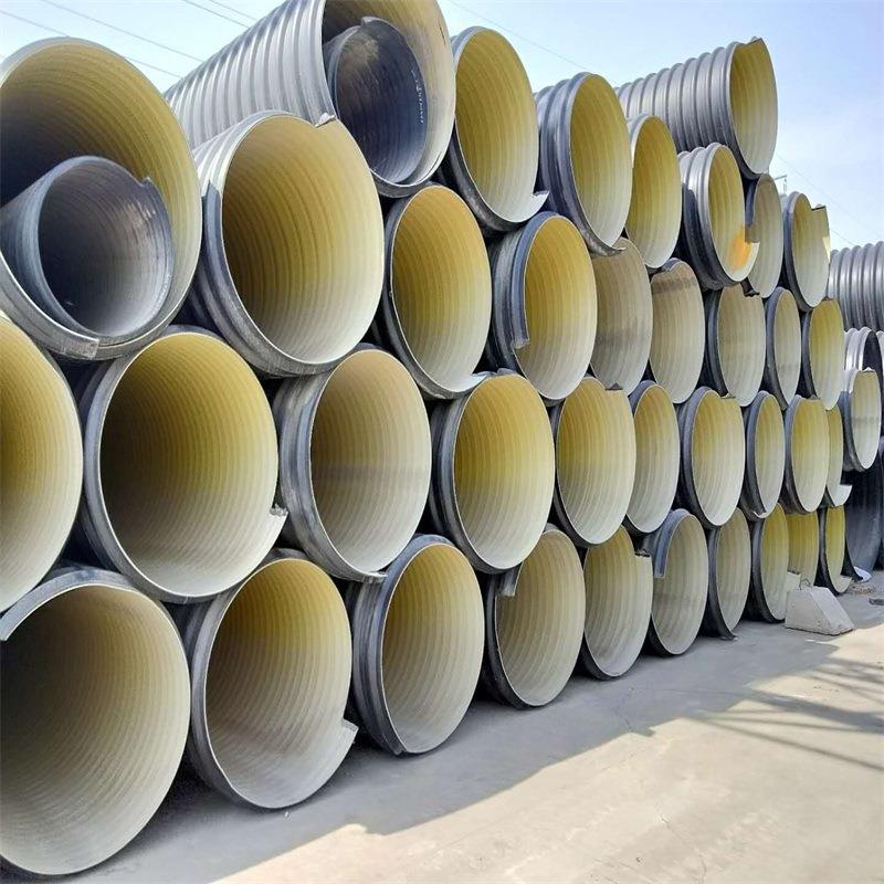 大口径hdpe双壁波纹管DN600黑色钢带增强螺旋聚乙烯地暖排水软管 - 图1