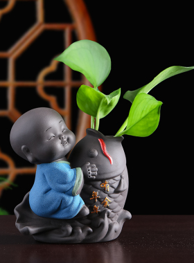 禅意小和尚家居j摆件小物件茶宠办公室桌面玄关酒柜电视柜装饰