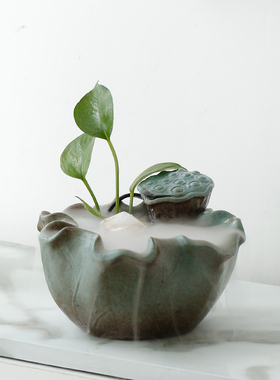 中式禅意循环流水招财摆件客厅办公室茶几桌面雾化加Y湿器开业礼