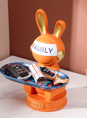 创意托盘轻奢卧室客厅玄关进门入户钥J匙收纳摆件家居软装饰品