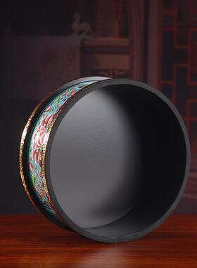 纯铜合金佛像底座家用供奉观音菩萨财神爷圆形珐琅彩莲花底座加高
