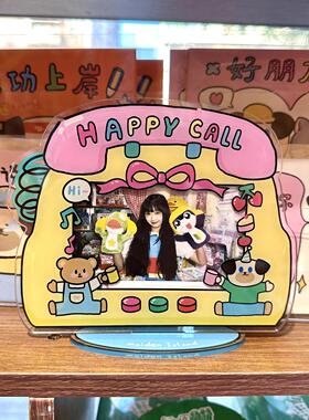 猪包小狗原创相框Happy Call快乐来电宽幅拍立得亚克力立牌送礼