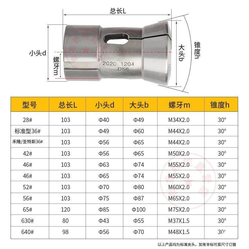 控夹0640车床高精度弹筒夹4头6型性6#42数52机型弹簧钢圆BDR孔夹,淘宝优惠券,粉丝福利购,淘宝优惠卷