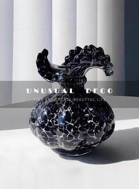 轻奢样板间客厅桌面飘窗花瓣口玻璃花器X香薰托盘组合摆件软装