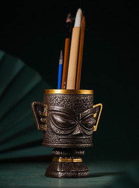 堆文创笔筒收纳桶客厅茶室办公室桌面多功能收U纳摆件创意礼品