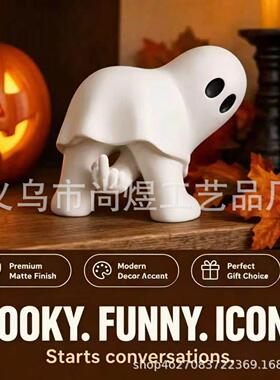 跨境Halloween Ghost Figurine Middle Finger万圣节幽灵中指摆件