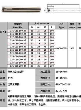 TE90双面快进给铣刀杆数控高效开粗方肩立铣刀刀杆配4NKT060308R
