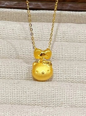 沙金HelloKitty蝴蝶结项链