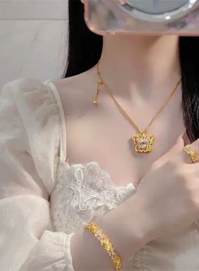 金店同款古法沙金繁花蝴蝶手镯