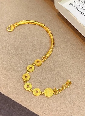 五帝钱币五路财神半镯