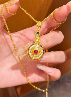 金店同款沙金故宫系列吊坠项链