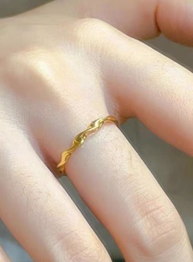 越南沙金莫比乌斯戒指女黄铜镀金