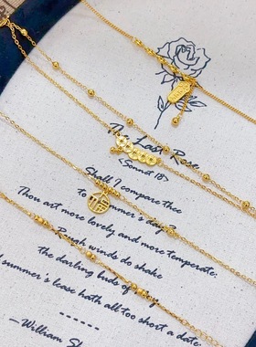 复古五帝铜钱脚链女小众设计