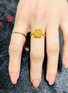 新款爆闪拉丝小方糖戒指