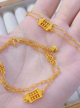 越南沙金新中式双线铜钱手链