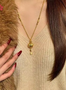 金店同款沙金镶钻南瓜流苏项链