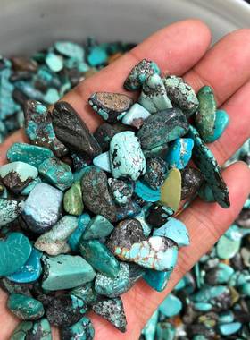 天绿磁松松石水晶碎石消摆件居花盆鱼缸石装饰品201011家厂家然直