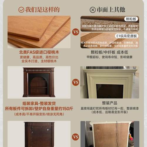 法式炉装饰柜客风厅VAA火焰仿真火中古玄关柜实架木置物入户正壁 - 图2