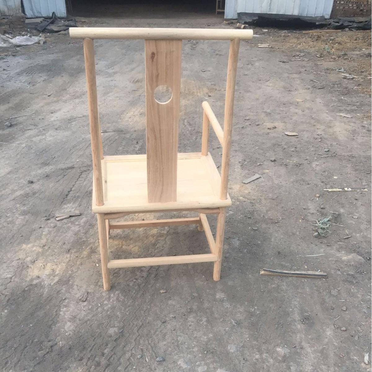 新中官0xy077帽椅木质式家具榆木办公椅扶书桌餐椅椅榆木高靠背手 - 图1