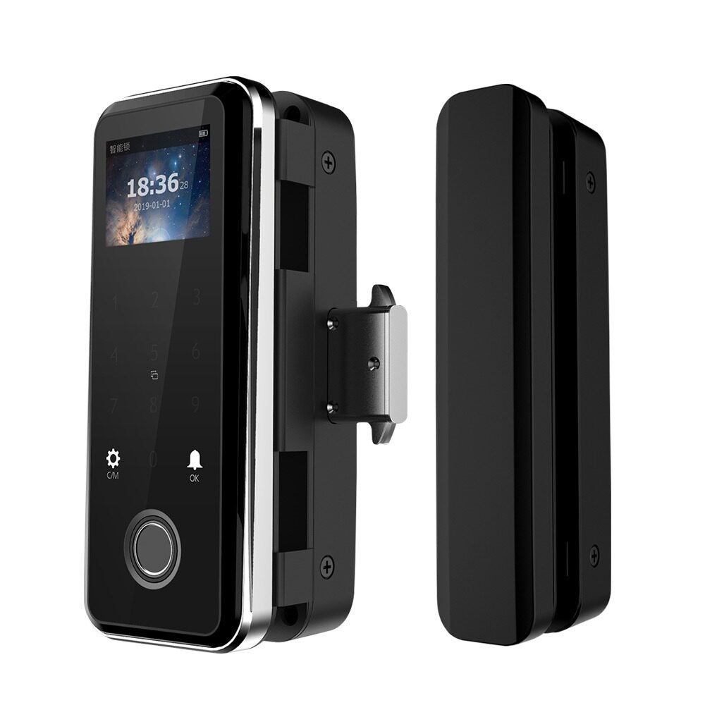 Color screen glass door fingerprint password lock without opening holes
