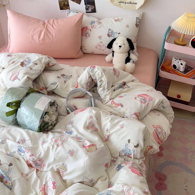 彩色点点水洗棉被套150x2KLQ00上x23单0被四罩床件套被单三件套 - 图2