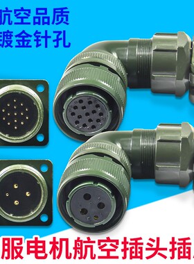 华大广数米格4芯动力线伺服电机防水航空插15芯编码器反馈插头
