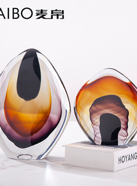 麦帛简约轻奢琉璃玻璃创意客厅桌面玄关样板房室内.装饰品摆件