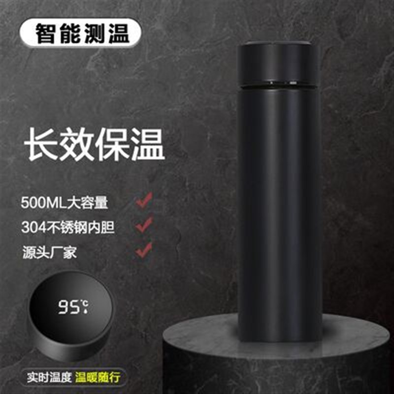 【峰峰优选】新款304不锈钢真空保温杯智能测S温直身杯显示温度 - 图0