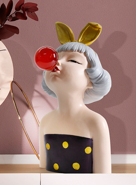 北欧吹泡泡女孩客厅电视柜v提升幸感小物件艺术感摆件家居装饰品