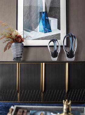 轻奢创意玻璃摆件抽象艺术品样板房软装客厅玄关家.居装饰摆设