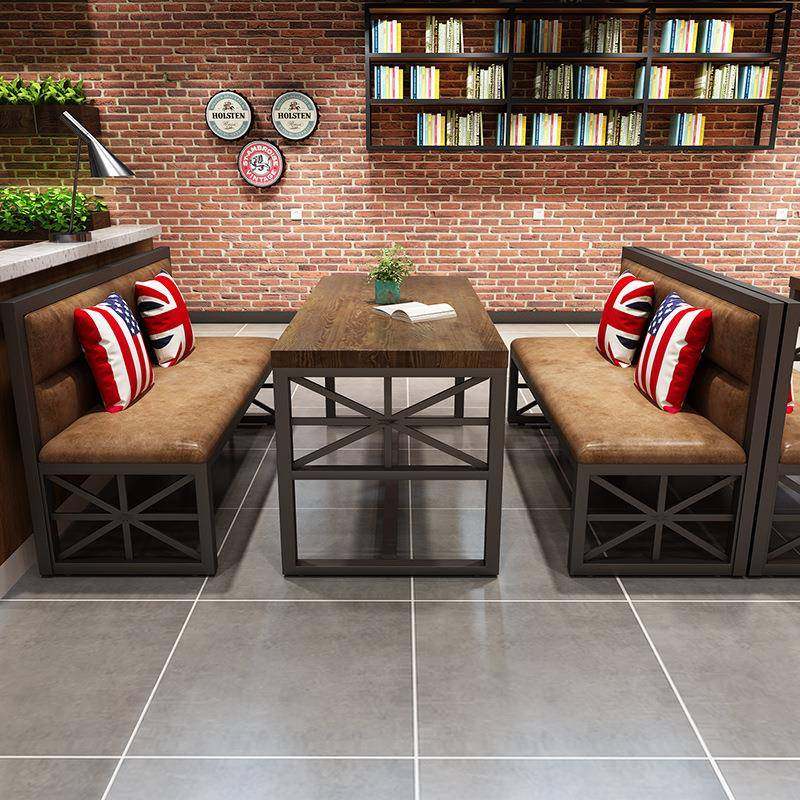 卡馆工业风酒吧桌椅组合清吧烧烤店餐馆六人子餐桌酒复古岩板米字,淘宝优惠券,粉丝福利购,淘宝优惠卷