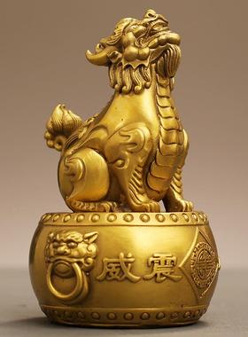 全铜望天吼办威震八方瑞摆件家兽居客厅公室饰桌面YPE装品铜神兽