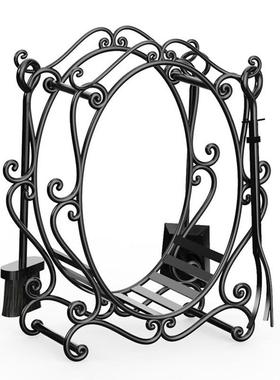 美式村木柴火架RA30034壁炉工具艺家居烤炉乡别墅铁火炉工具四件