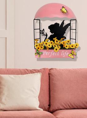 新款奢轻墙上装饰创意HG232134仙花子壁挂铁艺挂饰卧室墙面装挂饰