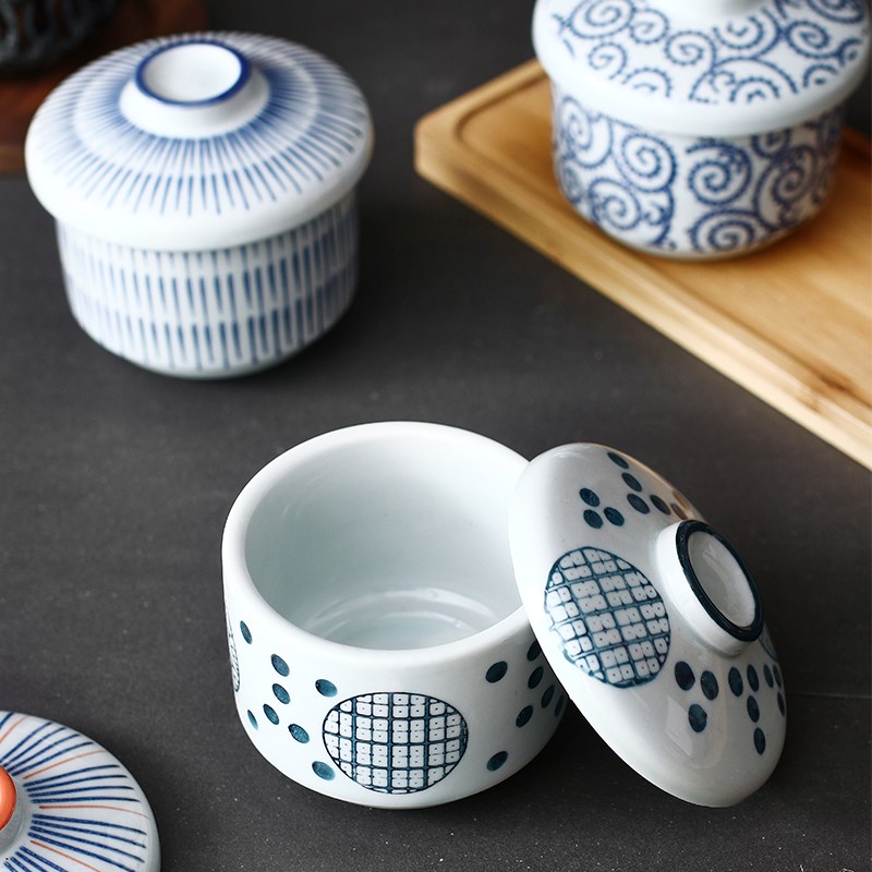 陶瓷小炖盅燕窝盅隔水陶瓷碗带盖酒店日式商用蒸蛋圆形炖养生汤盅 - 图0