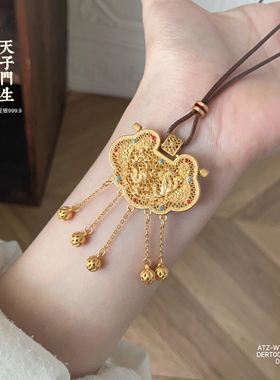 天子门生足银9999龙凤锁项链