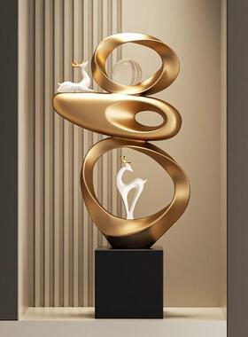 时来运边转石入户玄关装头饰件客QWY厅轻奢高档电视柜摆旁落地招