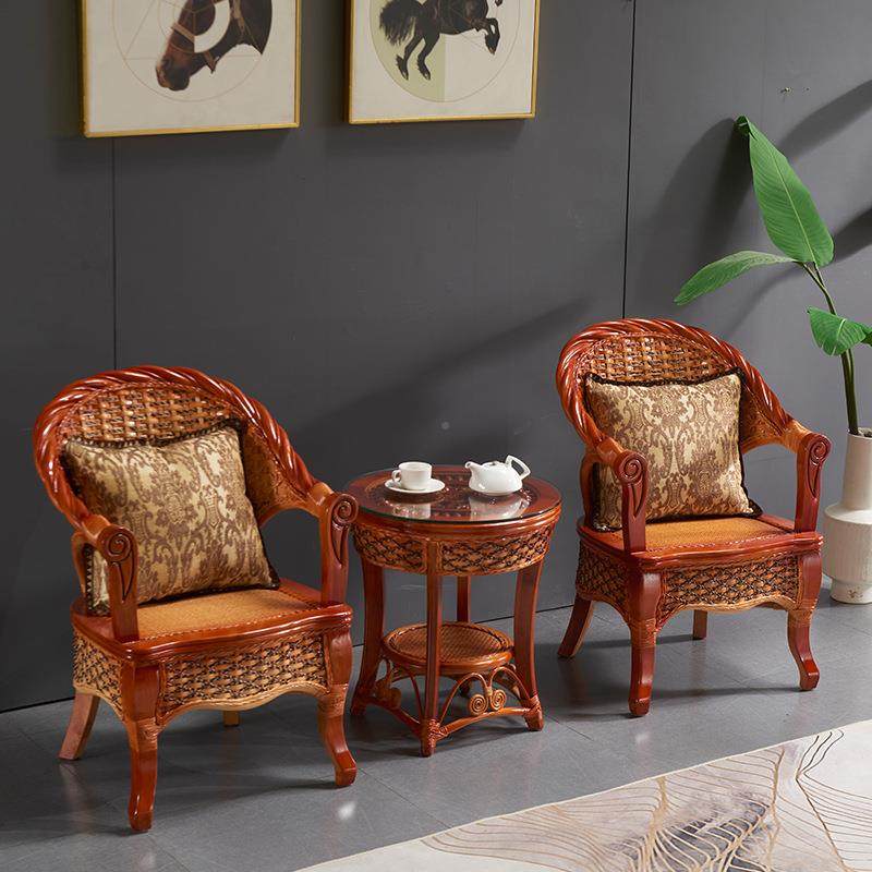 藤椅编几三1036件套家用实木真藤休简闲单人靠背椅子阳台约桌椅茶,淘宝优惠券,粉丝福利购,淘宝优惠卷