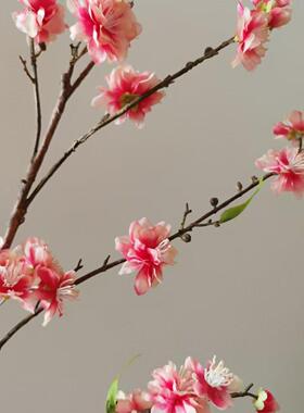 大枝落地中式桃花客厅摆件长枝落地款仿真花绢花假花装饰花