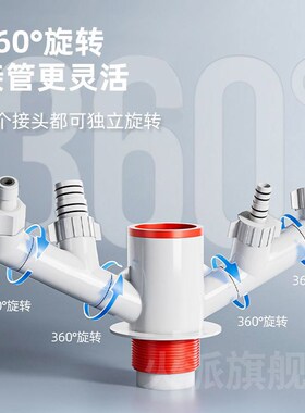 厨房下水三通五通分流器防臭集成洗菜盆下水管配件水槽横向排水管