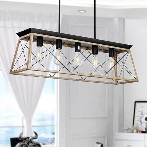 跨441境工风美式枝灯形吊铁艺酒复古餐厅灯具长方形创意吧业个性 - 图0