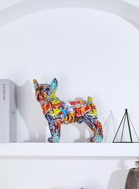 创意脂工艺品001家居摆件现装代树轻饰奢客厅卧室动物法斗装饰品