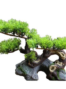 鱼缸装饰造08048221景罗件迎树客松客厅假摆山玄关柜汉松室内生态