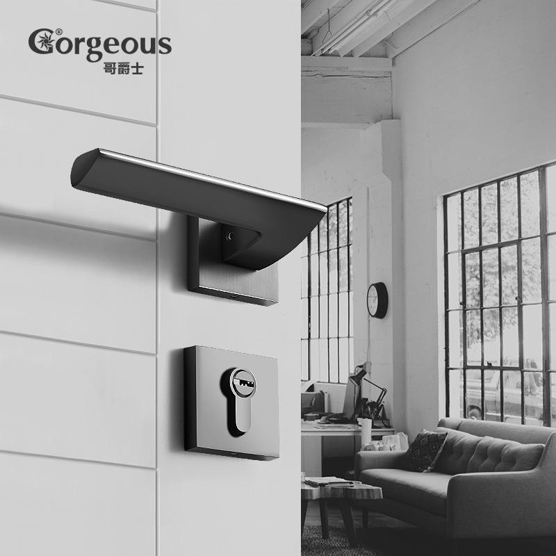 厂家体直销室内门家用卧室实木门锁磁吸静音欧式锁现代简L8-605- - 图0