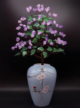 天然水晶财树发招财NDE树家居客厅创意装饰品陶瓷摇钱树公室摆办