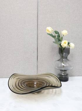 极欧式简玻璃花器房0312摆件样板居茶几电视柜客厅家桌面琉璃果盘