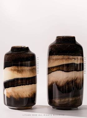 原色创意中顿古CH230301芬璃琉玻璃花瓶样板客厅家居装饰摆件工房