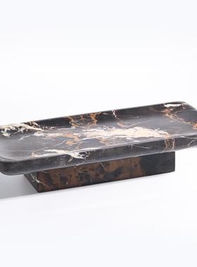 石中式托盘售RTS楼软装摆件样板处房客厅茶几桌面茶盘新仿大理装