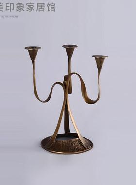 理轻奢欧式风格现代金属摆大tj#j#%$*石牵牛花烛台客厅餐厅围氛感